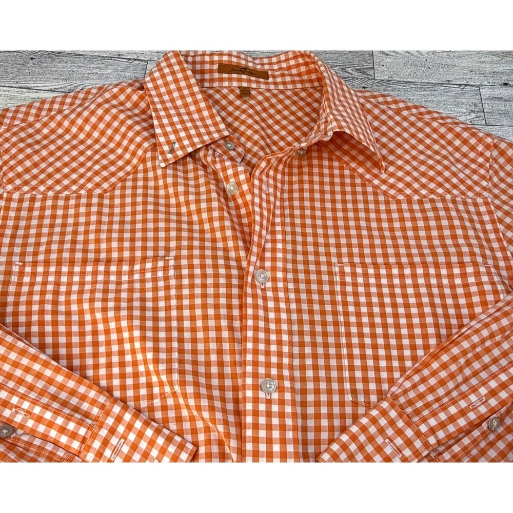 Mens XL 7 For All Mankind Western Shirt Tangerine Gingham by Jonathan Adler XL